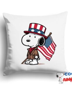 Fascinating Snoopy American Flag Square Pillow 1