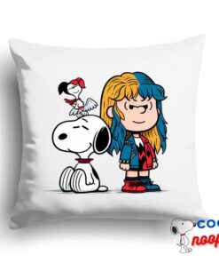 Fascinating Snoopy Harley Quinn Square Pillow 1