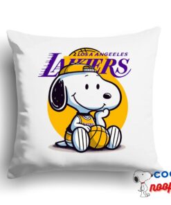 Fascinating Snoopy Los Angeles Lakers Logo Square Pillow 1