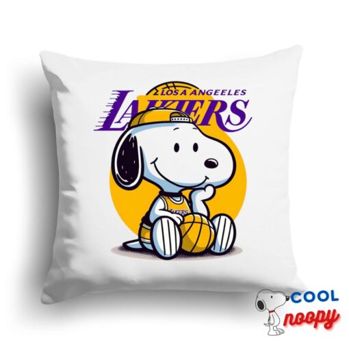 Fascinating Snoopy Los Angeles Lakers Logo Square Pillow 1
