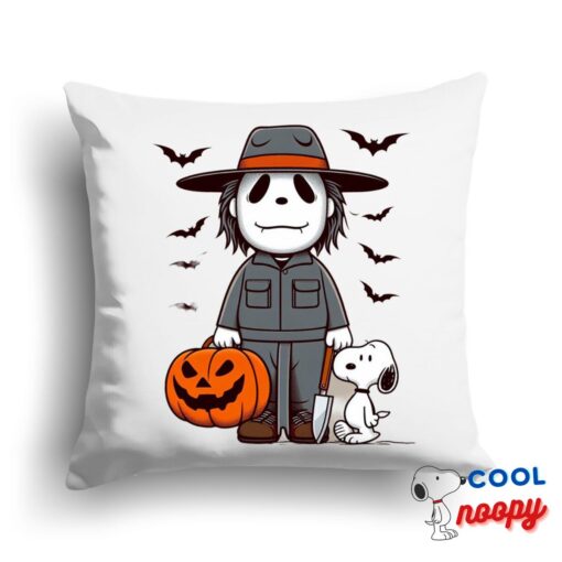 Fascinating Snoopy Michael Myers Square Pillow 1