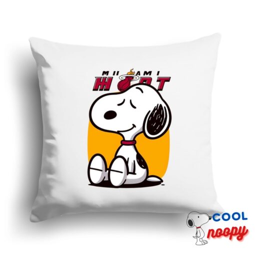 Gorgeous Snoopy Miami Heat Logo Square Pillow 1