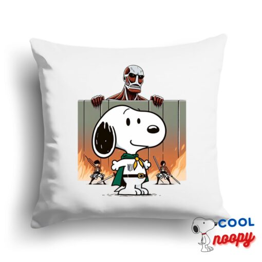 Impressive Snoopy Attack On Titan Square Pillow 1
