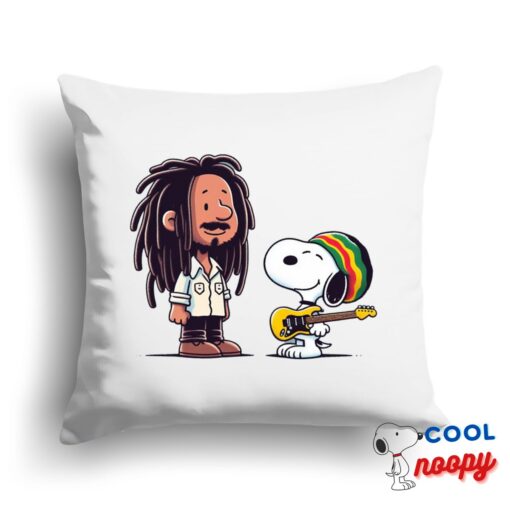 Impressive Snoopy Bob Marley Square Pillow 1