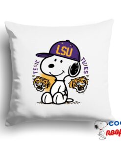 Impressive Snoopy Lsu Tigers Logo Square Pillow 1