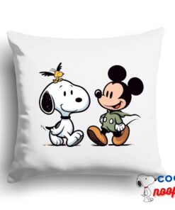 Impressive Snoopy Mickey Mouse Square Pillow 1