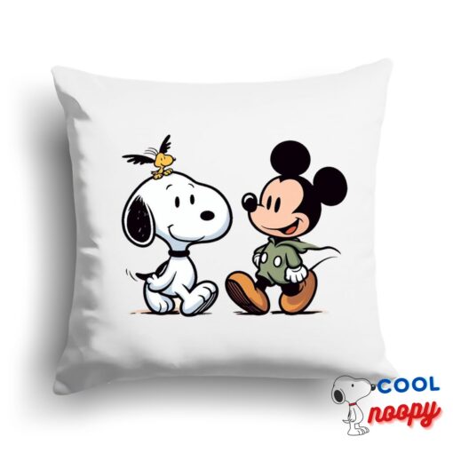 Impressive Snoopy Mickey Mouse Square Pillow 1