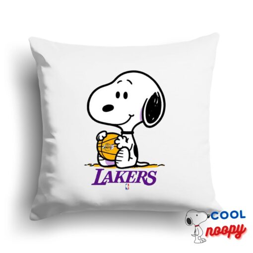 Inexpensive Snoopy Los Angeles Lakers Logo Square Pillow 1