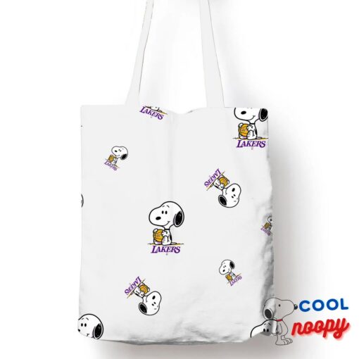 Inexpensive Snoopy Los Angeles Lakers Logo Tote Bag 1