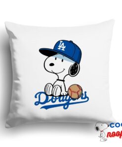 Inspiring Snoopy Los Angeles Dodger Logo Square Pillow 1