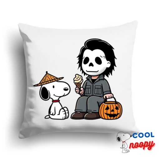 Inspiring Snoopy Michael Myers Square Pillow 1