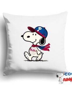 Inspiring Snoopy Philadelphia Phillies Logo Square Pillow 1