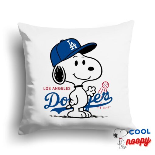 Irresistible Snoopy Los Angeles Dodger Logo Square Pillow 1