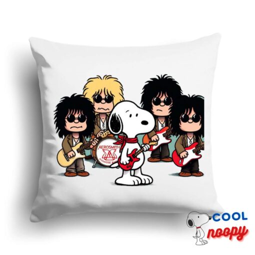 Jaw Dropping Snoopy Aerosmith Rock Band Square Pillow 1
