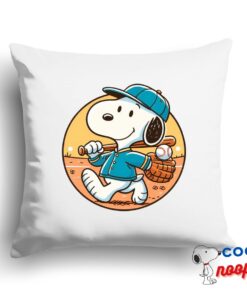 Jaw Dropping Snoopy Baseball Square Pillow 1