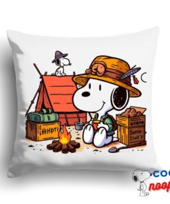 Jaw Dropping Snoopy Camping Square Pillow 1