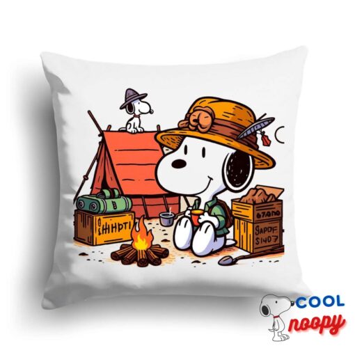 Jaw Dropping Snoopy Camping Square Pillow 1
