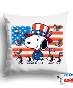 Jaw Dropping Snoopy Patriotic Square Pillow 1