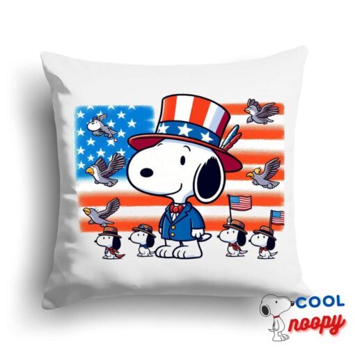 Jaw Dropping Snoopy Patriotic Square Pillow 1