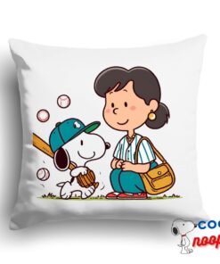 Last Minute Snoopy Baseball Mom Square Pillow 1