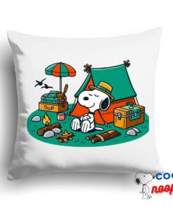 Last Minute Snoopy Camping Square Pillow 1