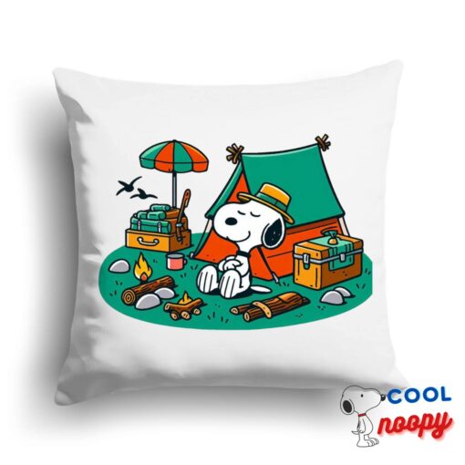 Last Minute Snoopy Camping Square Pillow 1