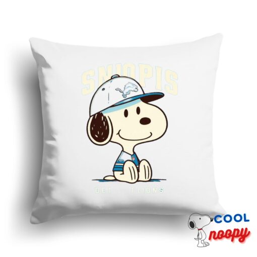 Last Minute Snoopy Detroit Lions Logo Square Pillow 1