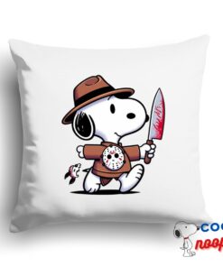 Last Minute Snoopy Friday The 13th Movie Square Pillow 1