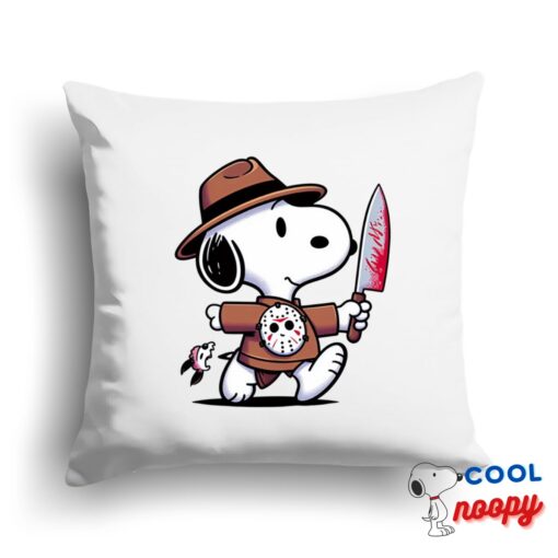 Last Minute Snoopy Friday The 13th Movie Square Pillow 1