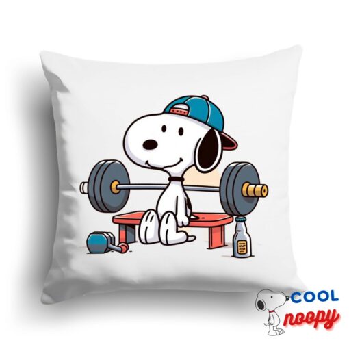 Last Minute Snoopy Gym Square Pillow 1