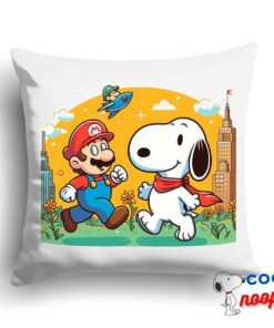 Last Minute Snoopy Super Mario Square Pillow 1