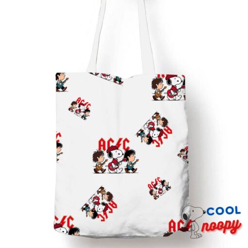 Latest Snoopy Acdc Rock Band Tote Bag 1