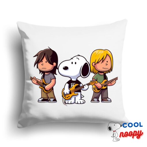 Latest Snoopy Foo Fighters Rock Band Square Pillow 1