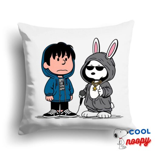 New Snoopy Bad Bunny Rapper Square Pillow 1