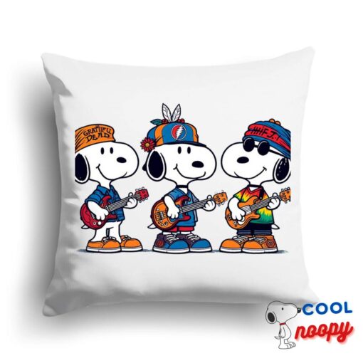 New Snoopy Grateful Dead Rock Band Square Pillow 1