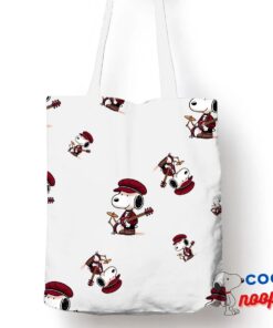 New Snoopy Maroon Pop Band Tote Bag 1