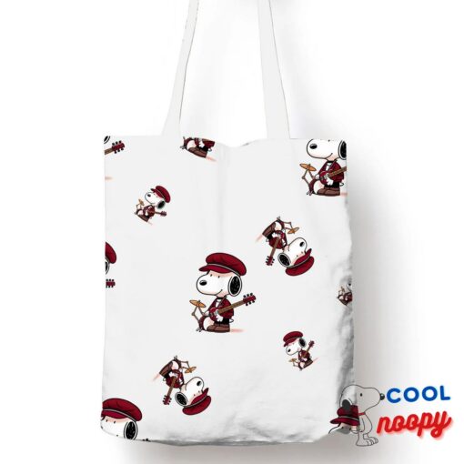 New Snoopy Maroon Pop Band Tote Bag 1