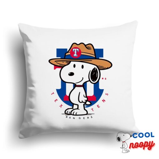 New Snoopy Texas Rangers Logo Square Pillow 1