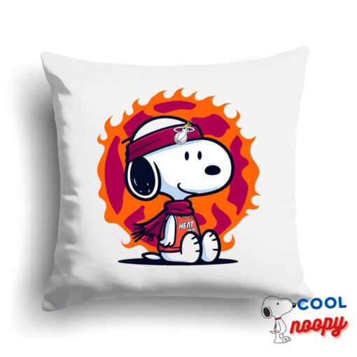 Novelty Snoopy Miami Heat Logo Square Pillow 1