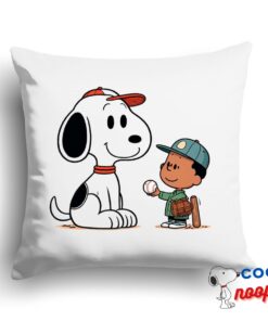 Outstanding Snoopy Baseball Mom Square Pillow 1