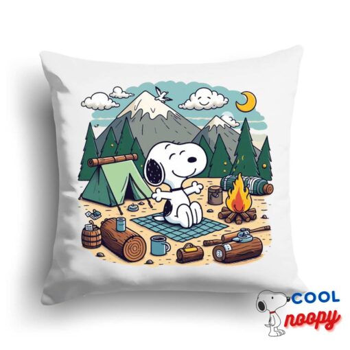 Outstanding Snoopy Camping Square Pillow 1