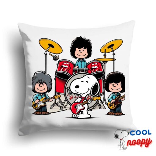 Outstanding Snoopy Rolling Stones Rock Band Square Pillow 1