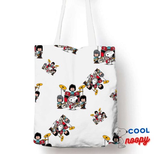 Outstanding Snoopy Rolling Stones Rock Band Tote Bag 1