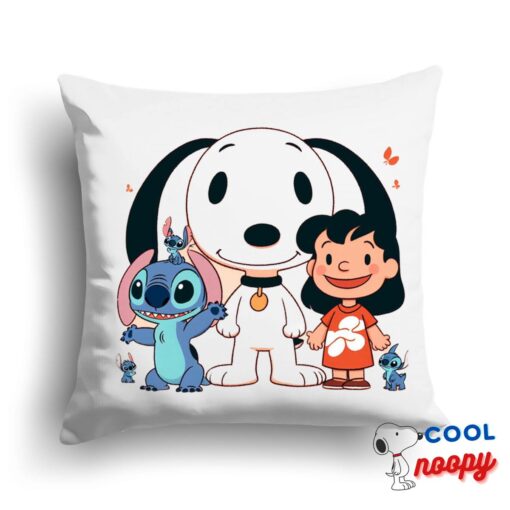 Perfect Snoopy Lilo Stitch Square Pillow 1