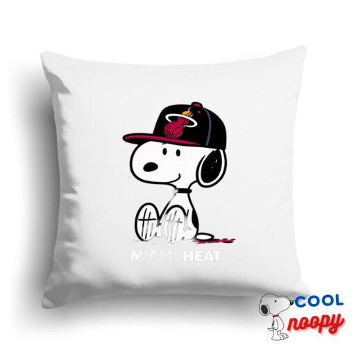 Perfect Snoopy Miami Heat Logo Square Pillow 1