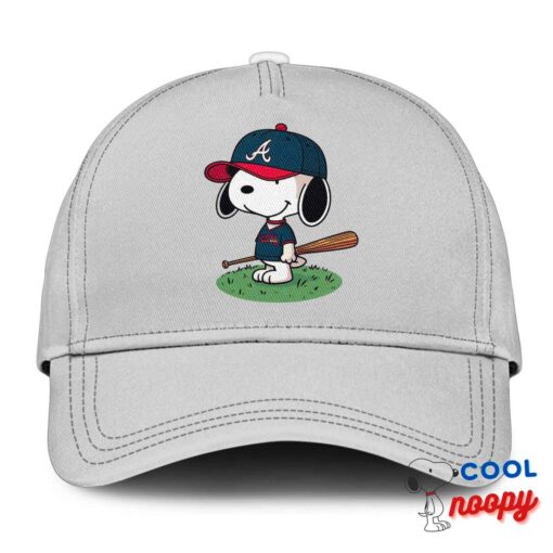 Playful Snoopy Atlanta Braves Logo Hat 3