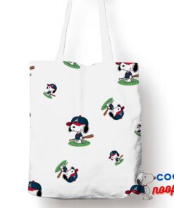 Playful Snoopy Atlanta Braves Logo Tote Bag 1