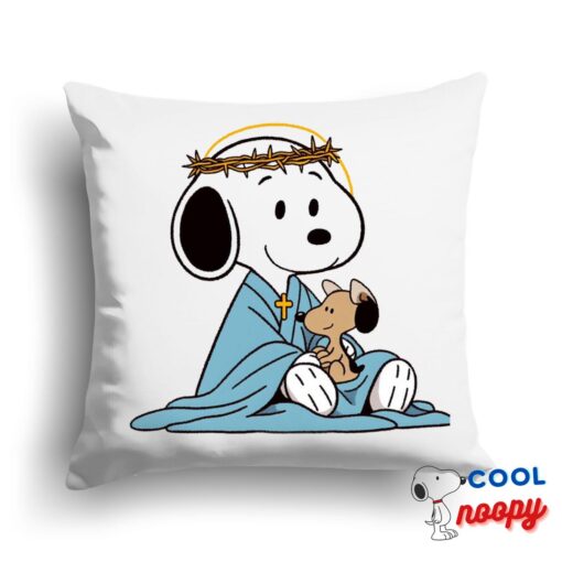 Playful Snoopy Christian Square Pillow 1