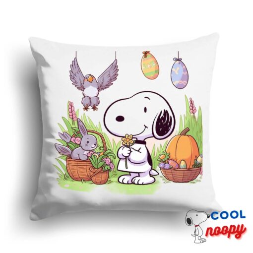 Playful Snoopy Easter Square Pillow 1