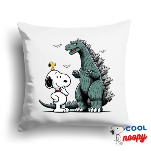 Playful Snoopy Godzilla Square Pillow 1